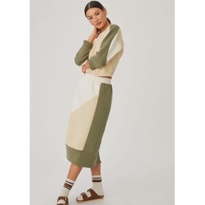 DAILY Practice By Anthropologie Color Blocked Midi Skirt Nwt New Size Xs Green